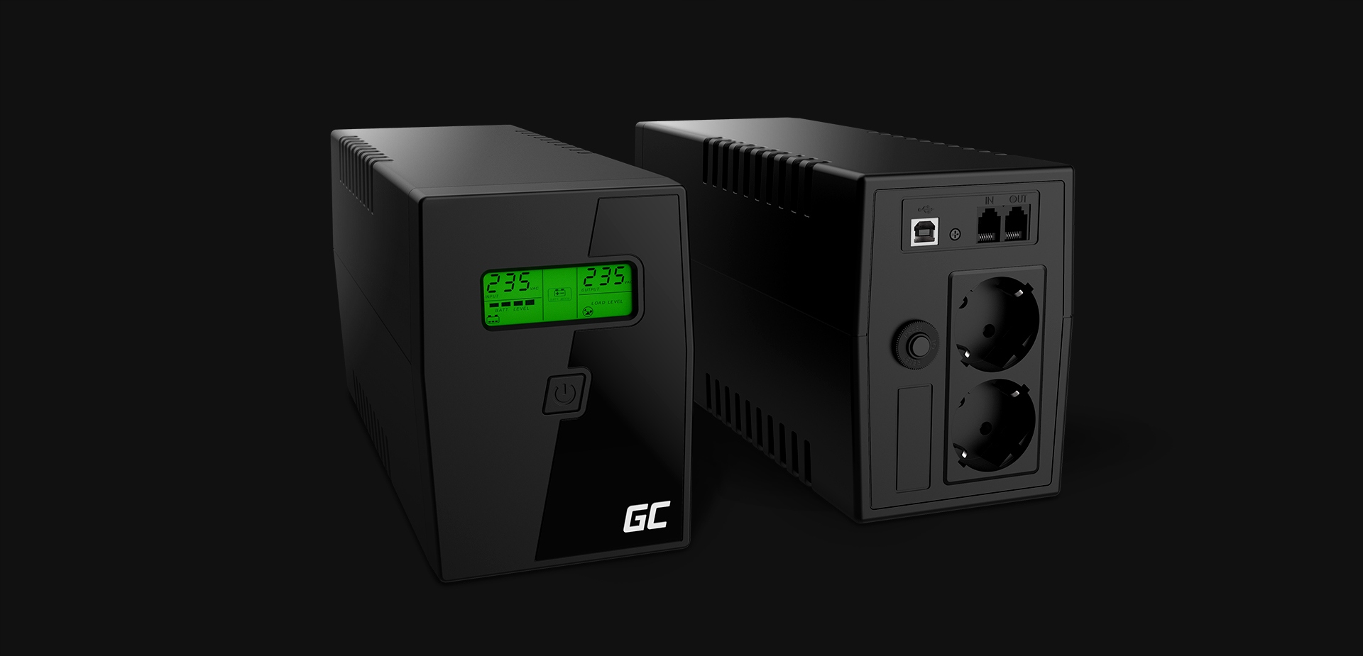 ZASILACZ AWARYJNY UPS 800VA 480W LCD 2x SCHUKO + PROGRAM GREEN CELL GC UPS Pojemność akumulatora 1x 12V/9Ah