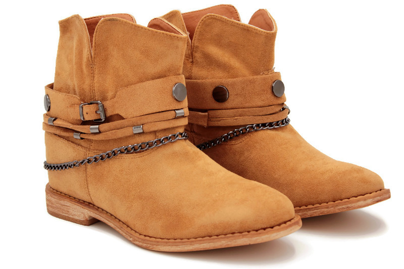 7205 CAMELOWE BOTKI ZAMSZOWE KOWBOJKI KOTURNA R.38 Płeć kobieta