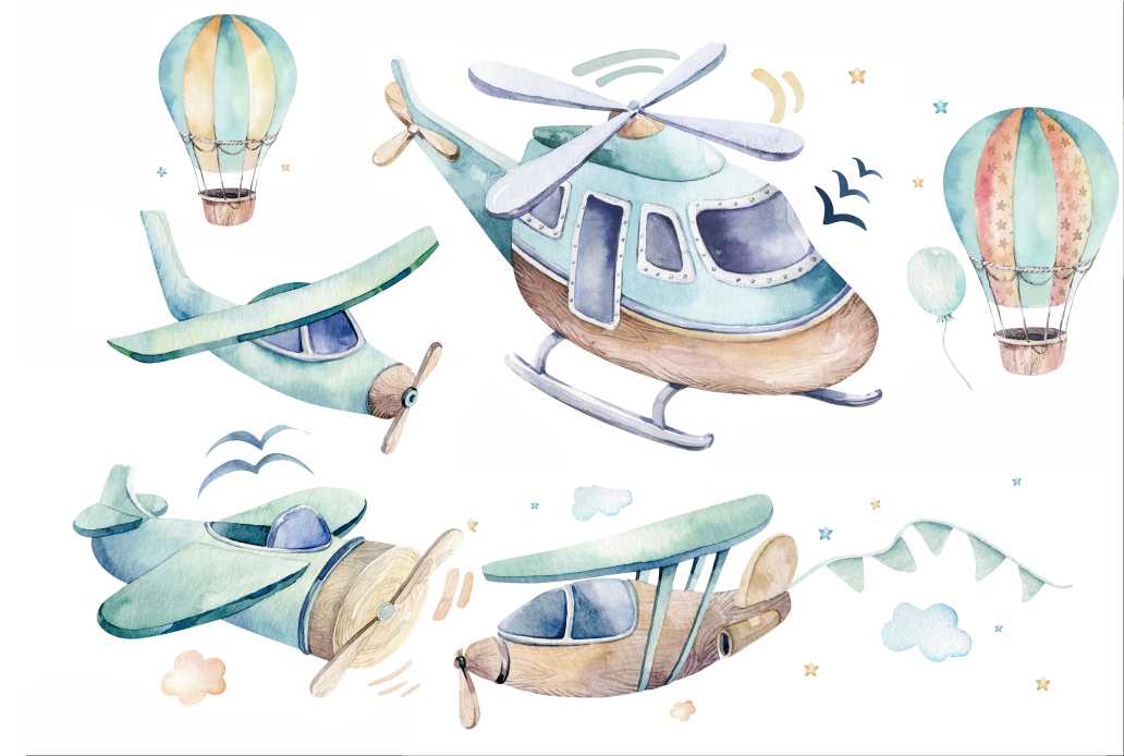 SAMOLOTY balony NAKLEJKI NA ŚCIANĘ DLA DZIECI