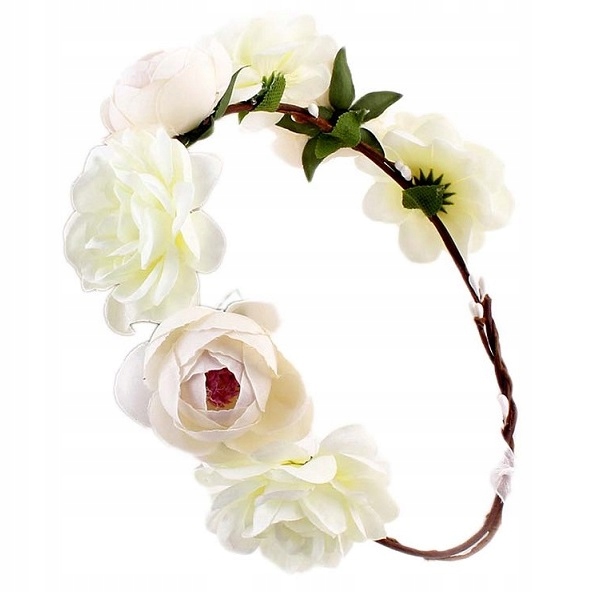 

Opaska Na Głowę Wianek Biała Ecru Piwonia Róża