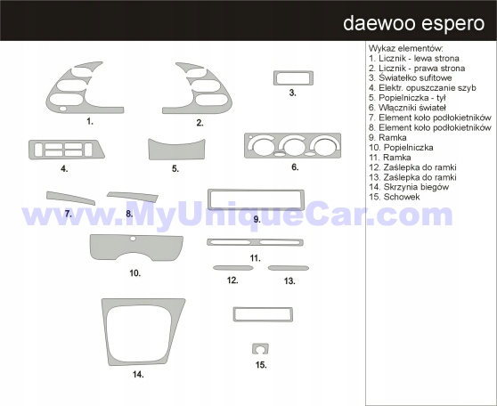 DAEWOO ESPERO OKLEINA KOKPITU OKLEINY PANEL DREWNO Width 40 cm