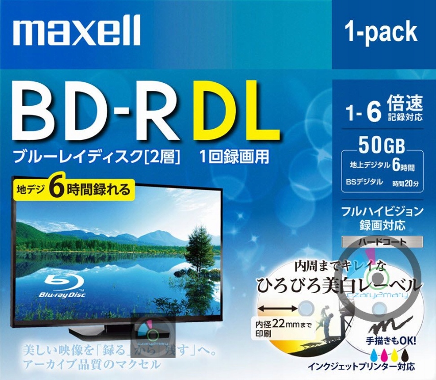 

Maxell Bd-r DL 50GB x6 Printable 1szt slim case CD