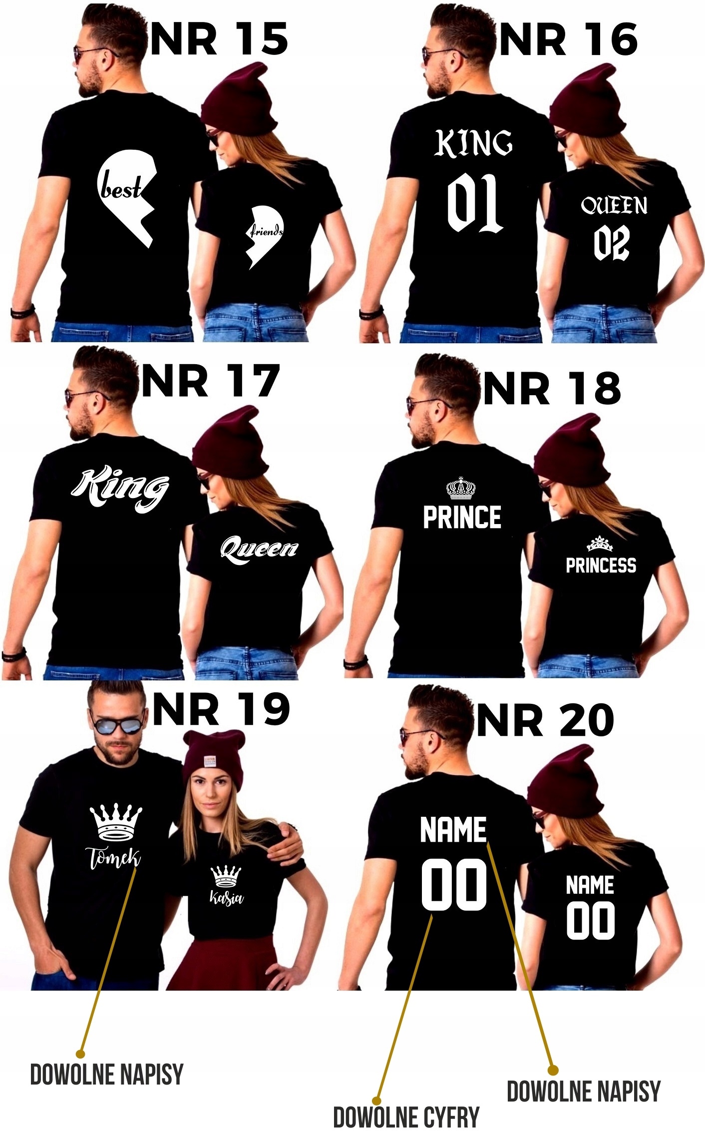 PREZENT NA ROCZNICĘ ŚLUBU koszulki dla par ZESTAW Dekolt okrągły