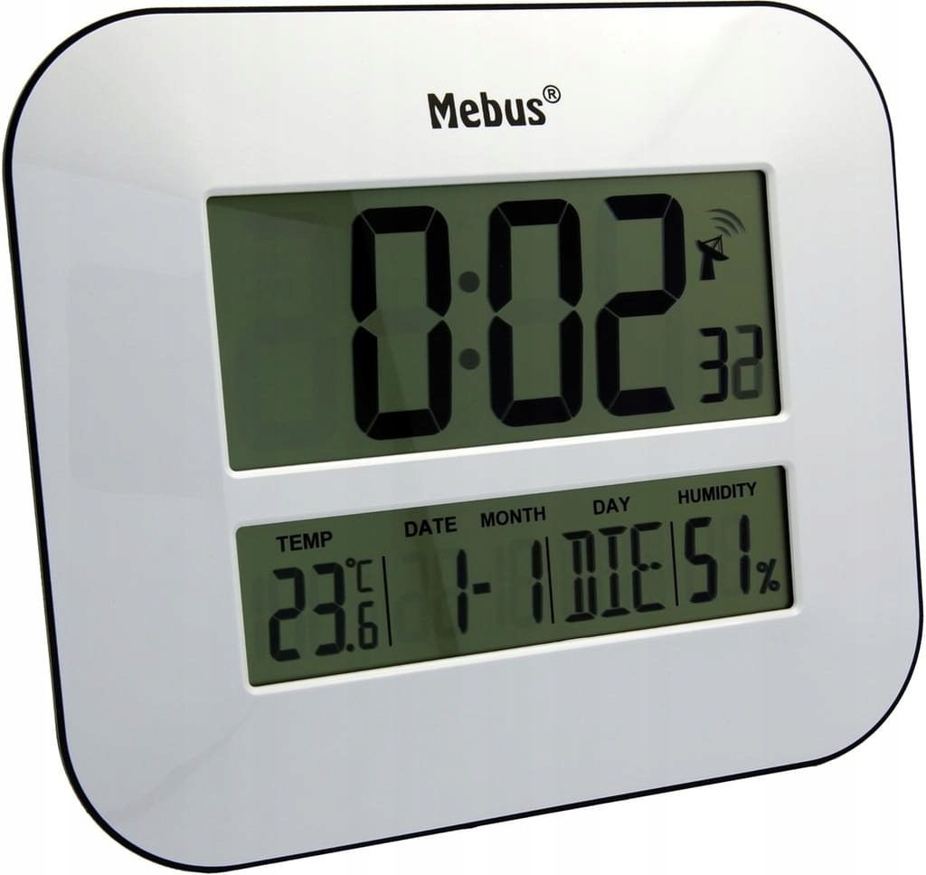 Duży ZEGAR RADIOWY z DCF stacja pogody MEBUS