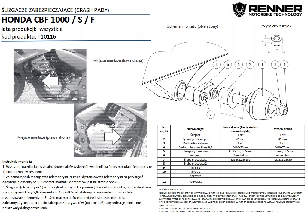 CRASH PADY RENNER HONDA CBF1000 S F 2xGRATIS EAN 5904378400156