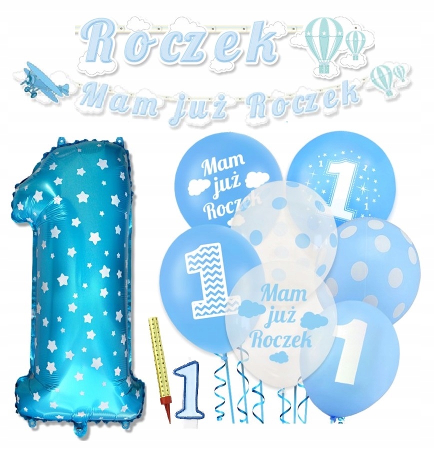 

Balony girlanda świeczka cyfra 1 zestaw na roczek