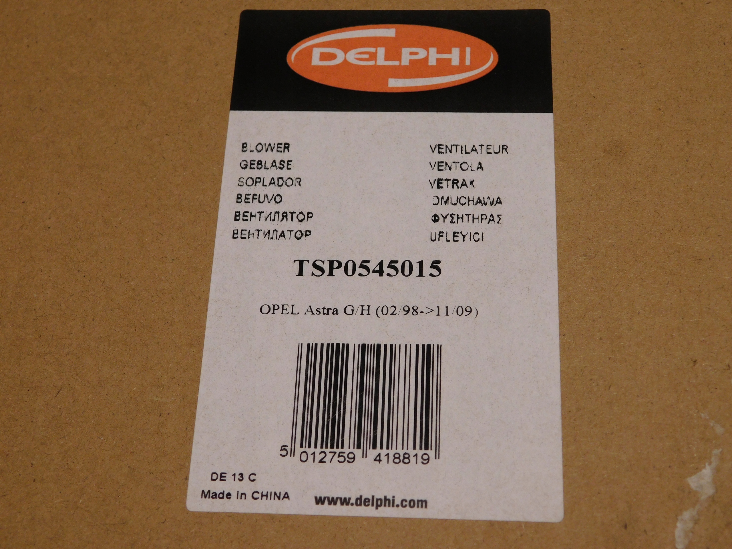 DMUCHAWA NAWIEWU OPEL ASTRA 2 G Part number TSP0545015