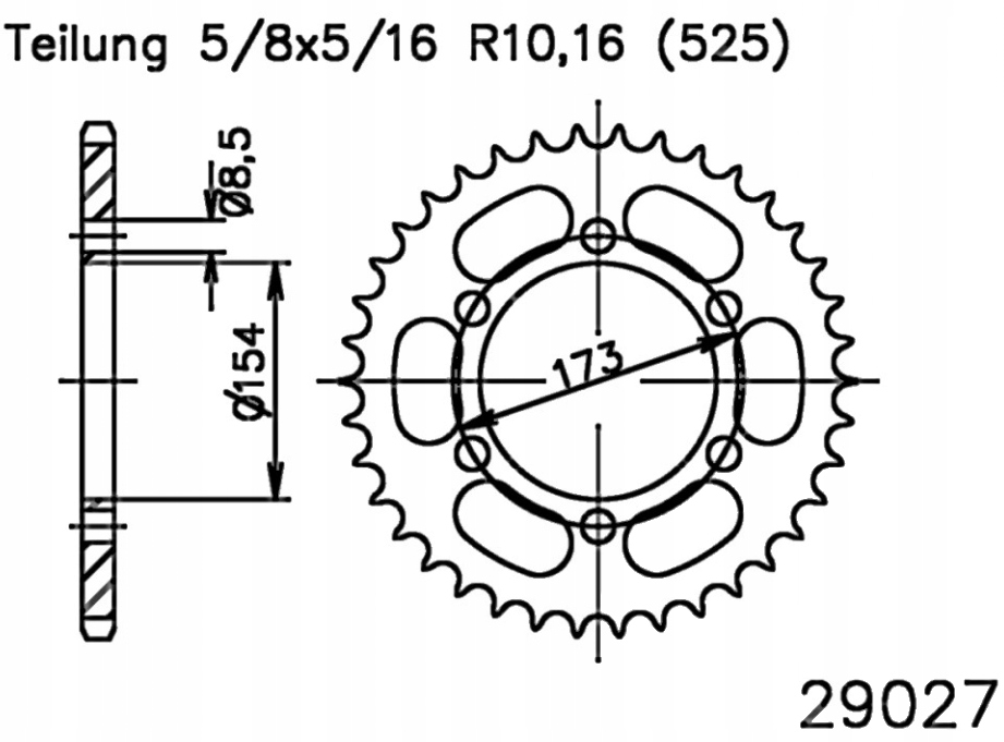 Zadní ozubení 525 43Z Aprilia Rst 1000 Mille Futur