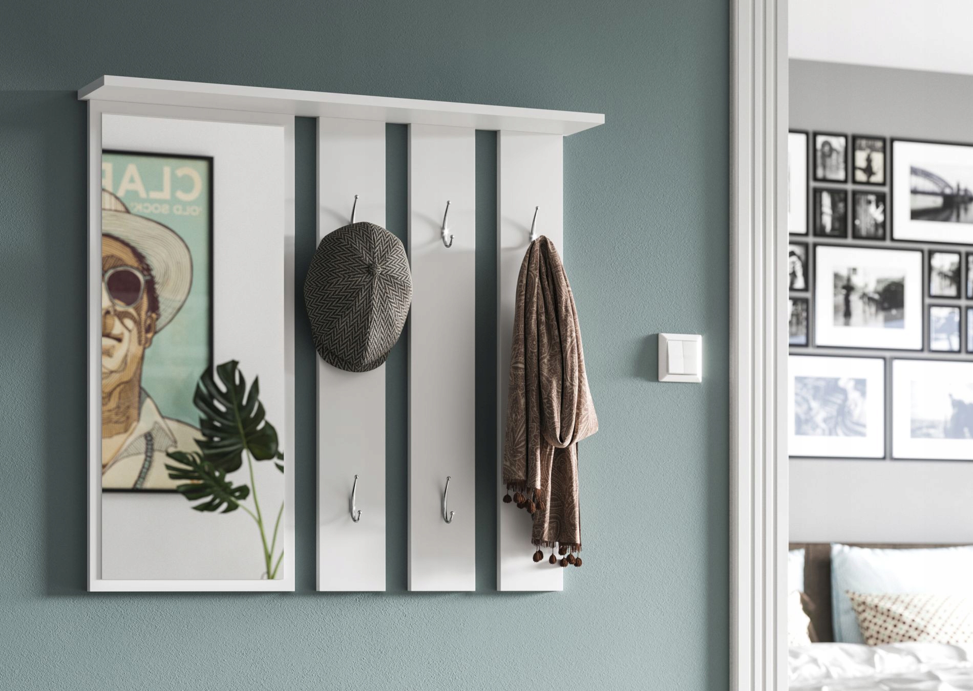 Wieszak Ścienny Lustro April Biały Do Przedpokoju Rodzaj zwykłe