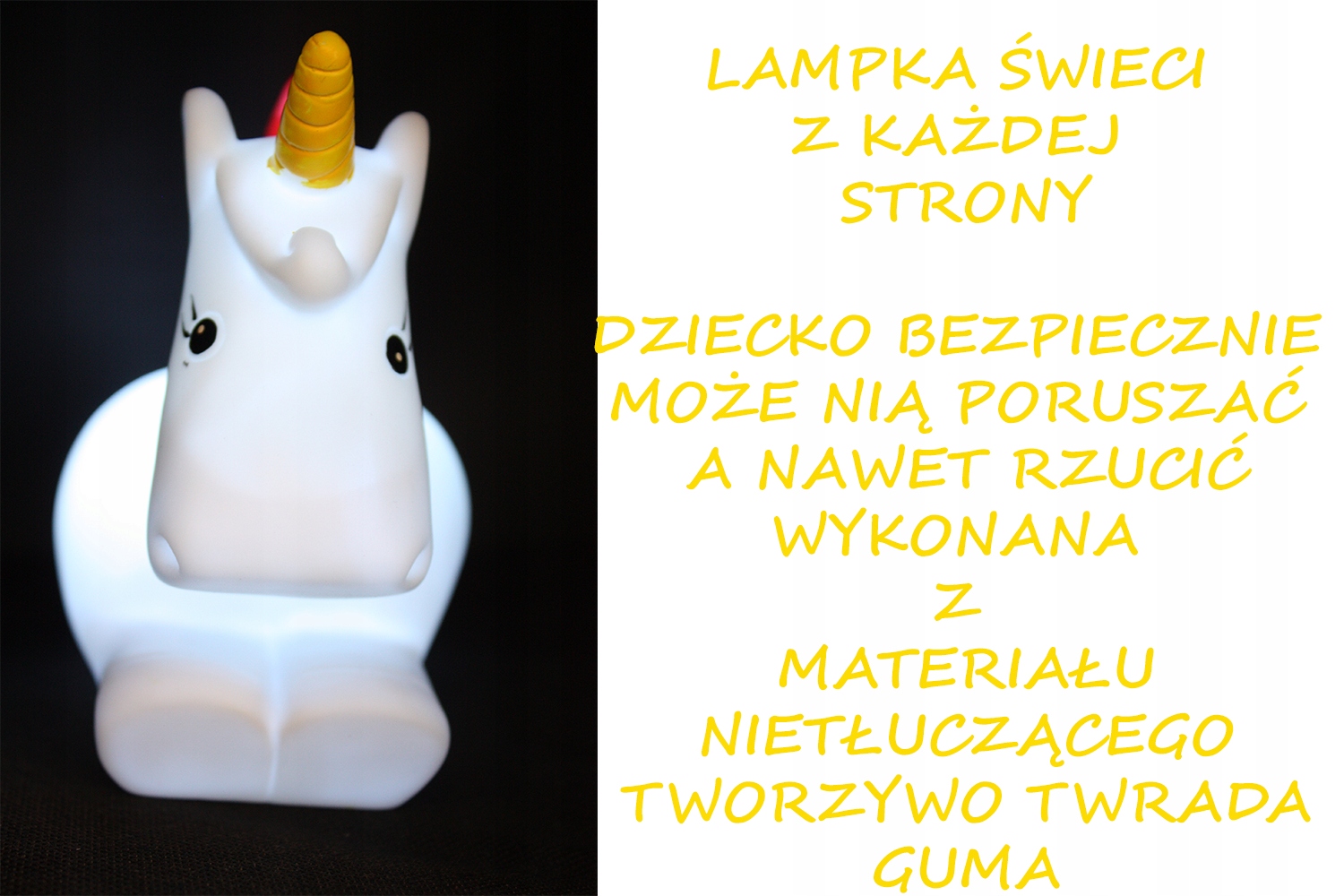 LAMPKA NOCNA JEDNOROŻEC UNICORN 17CM E0752 EMAJ Kolor dominujący biały