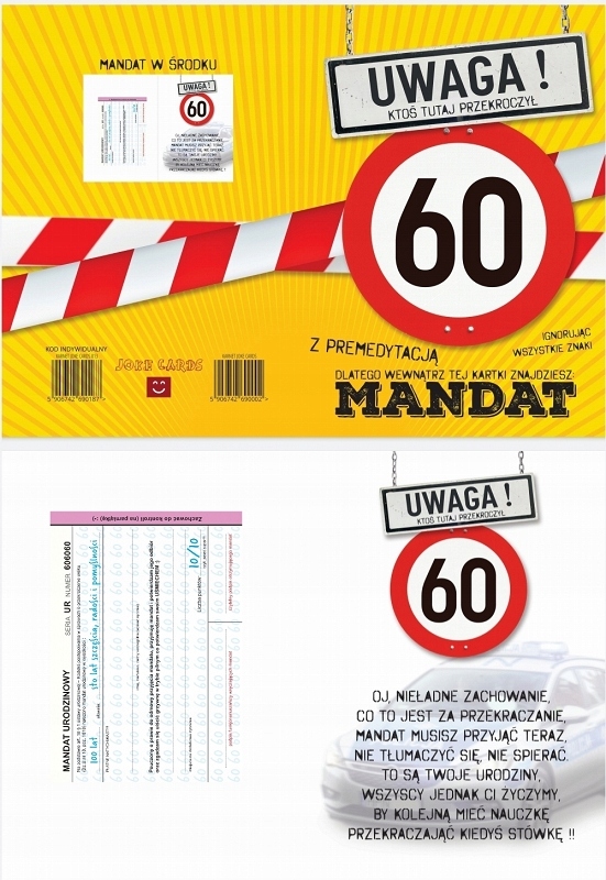 

Karnet na 60 Urodziny kartka Koperta mandat