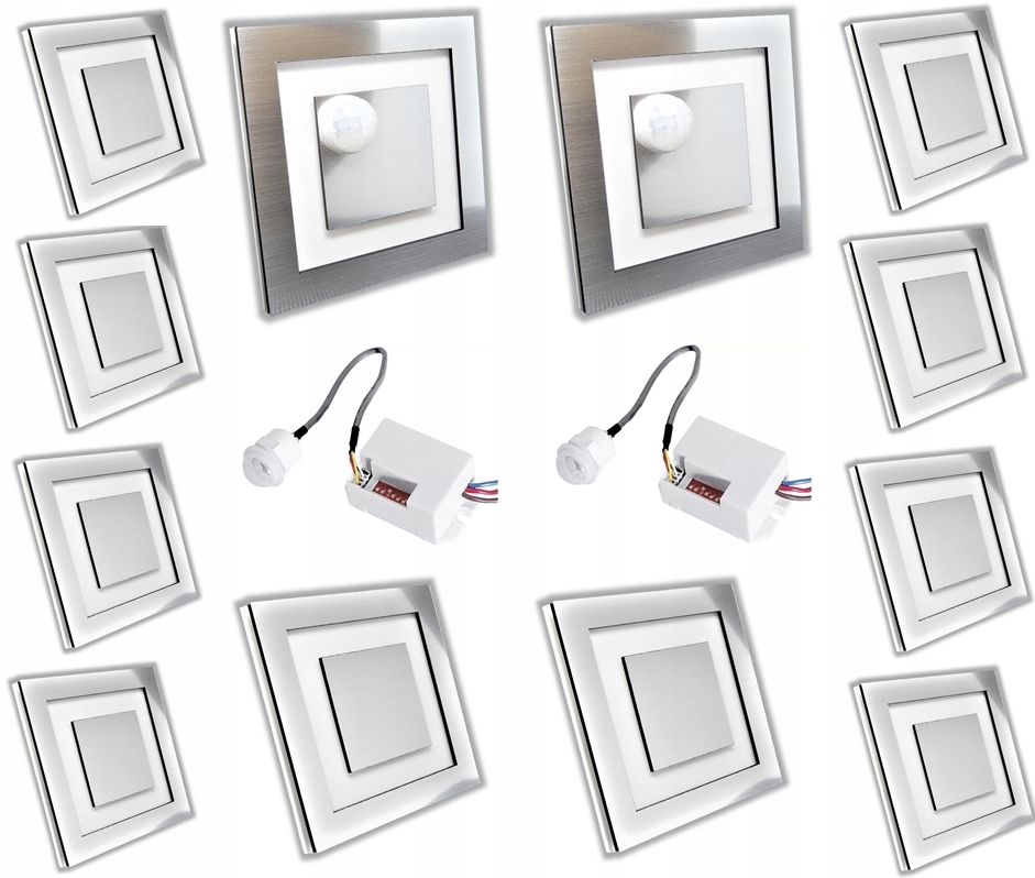 Sada 10x Lampička 2x Snímač pohybu 230V fi60 Strieborná 3000K 4000K 6000K