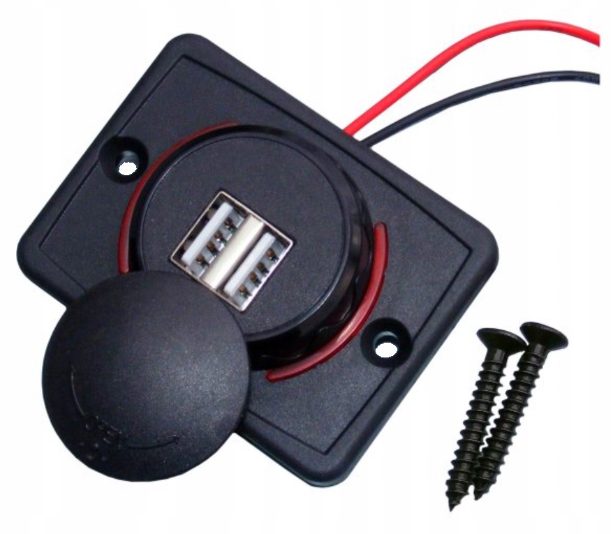 

Gniazdo montażowe 2x Usb 3.1A świecące 12/24V Red