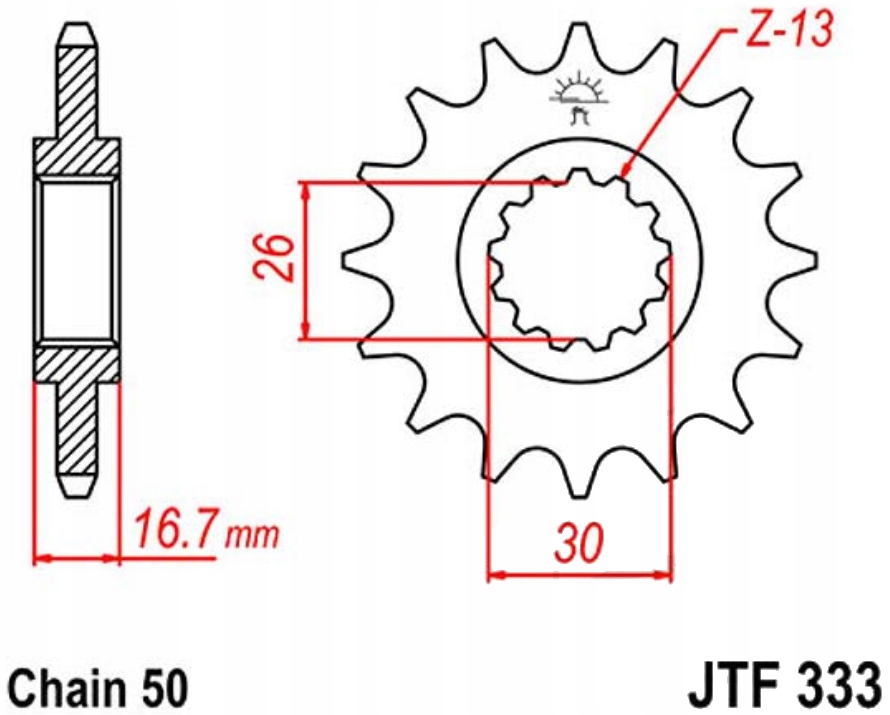 

Zębatka przednia Jt F333 14-16Z Honda Vtr 1000 F