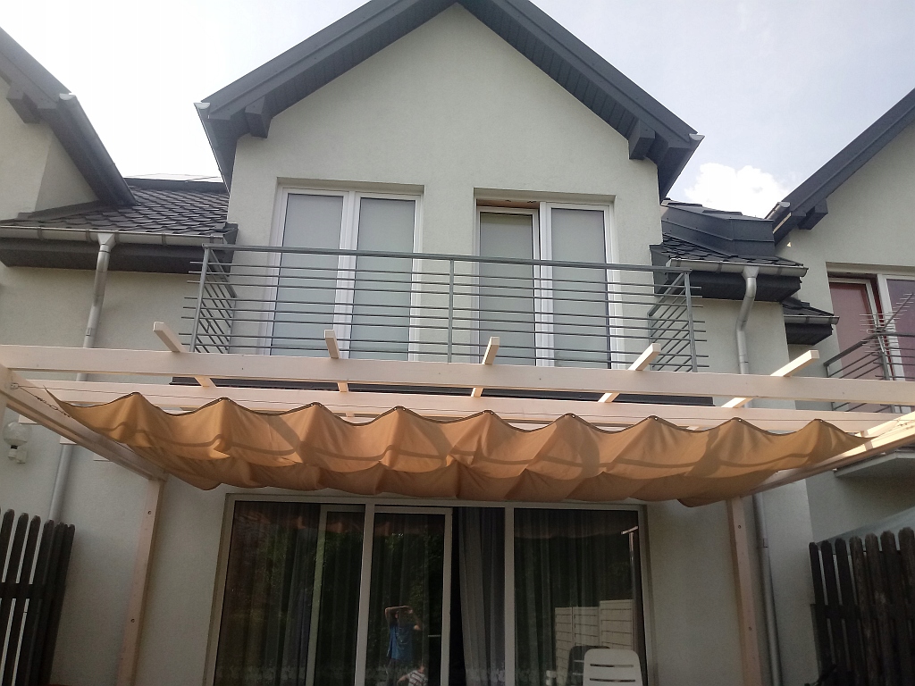 ŻAGIEL PRZECIWSŁONECZNY WODOSZCZELNY NA WYMIAR ROZSUWANY ZWIJANY NA PERGOLĘ Długość 100 cm