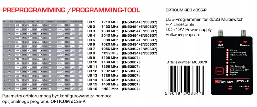 MULTISWITCH UNICABLE II OPTICUM DCSS 52-32 Marka Opticum