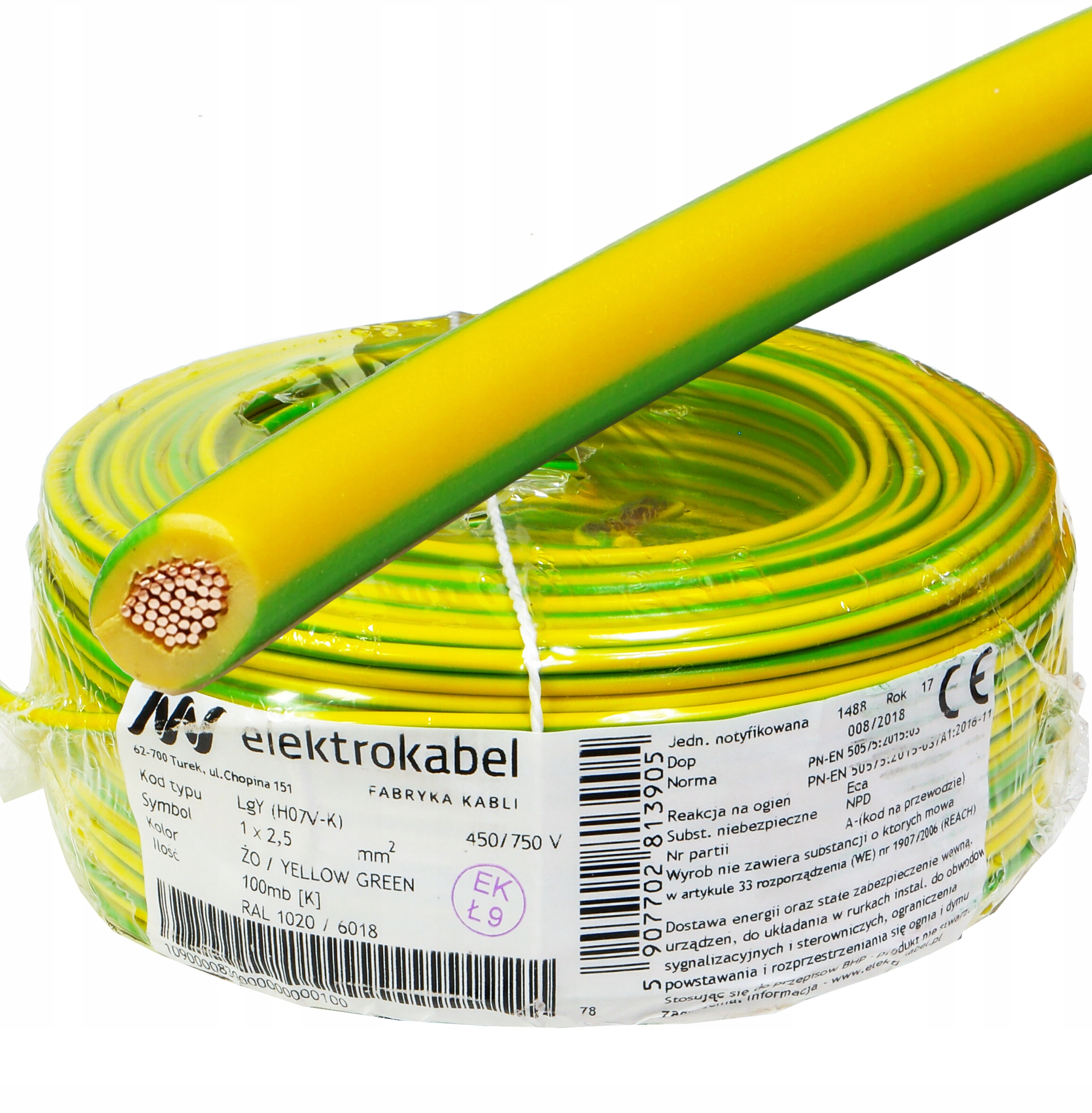 Kábel Lgy 2,5 mm ž/o 450/750 100 m