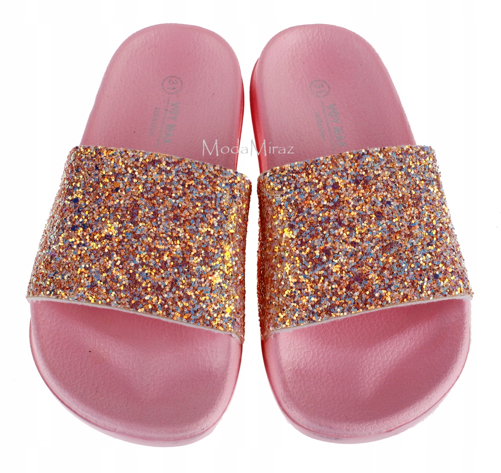 Klapki PROFILOWANE brokatowe RÓŻOWE pianka 32 Płeć Dziewczynki