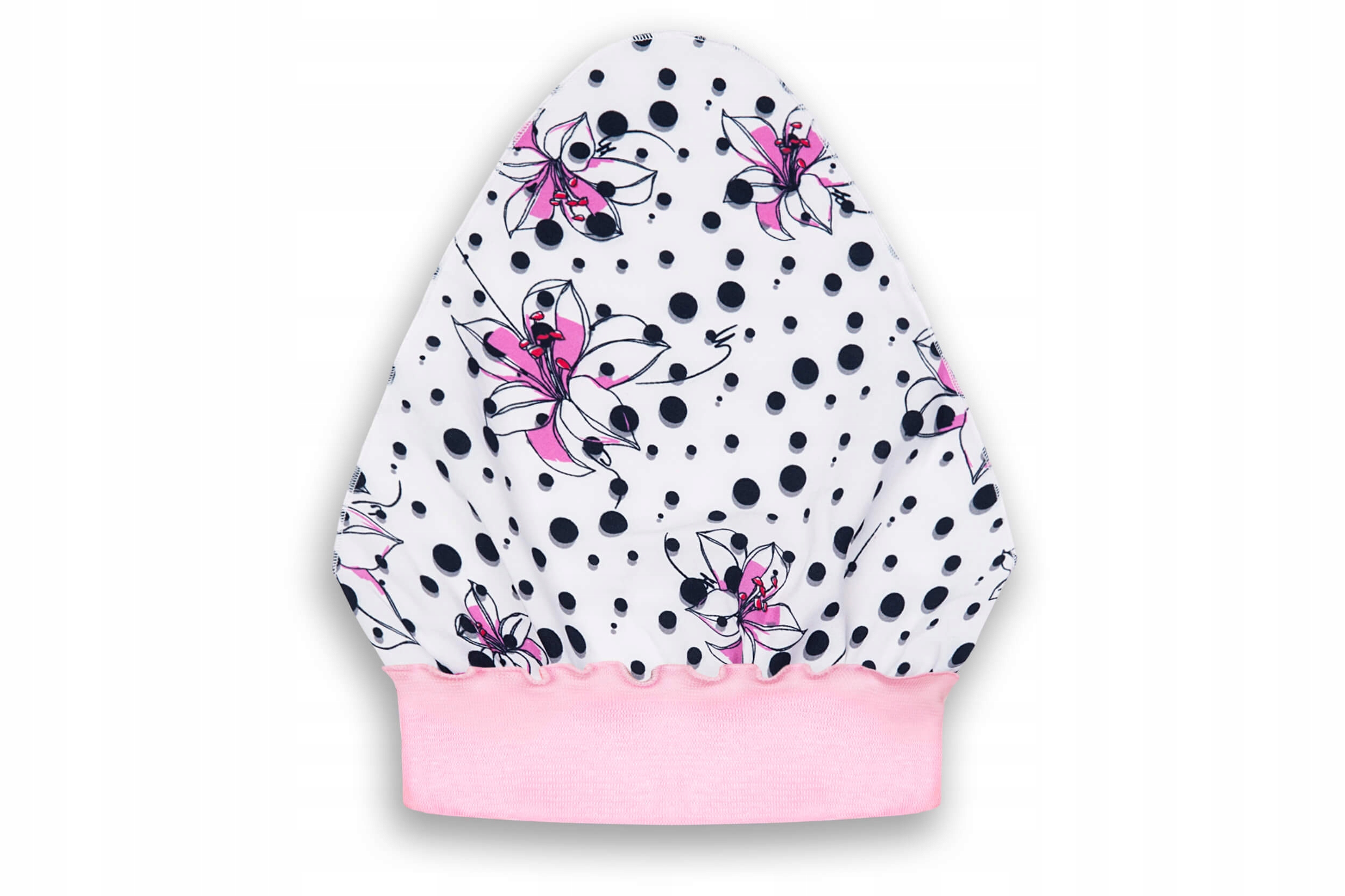 Chustka z opaską czapeczka na lato Lilie Jasny Róż