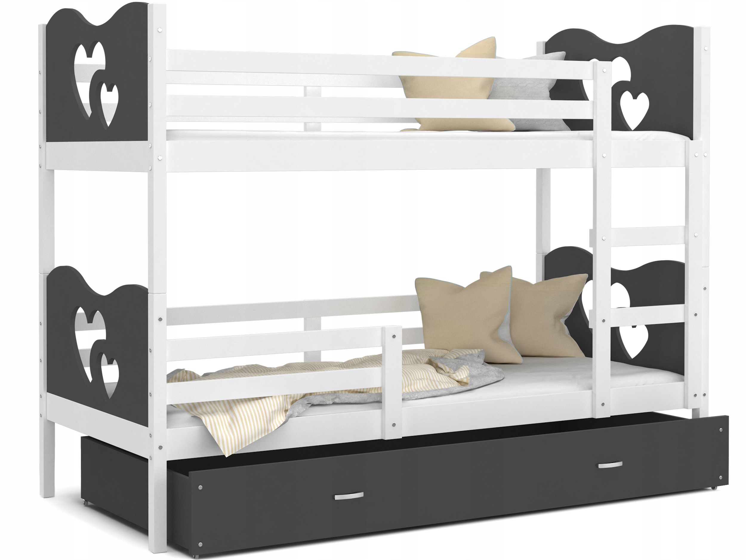 Двухъярусная кровать МАКС 200x90 белый серый + матрас