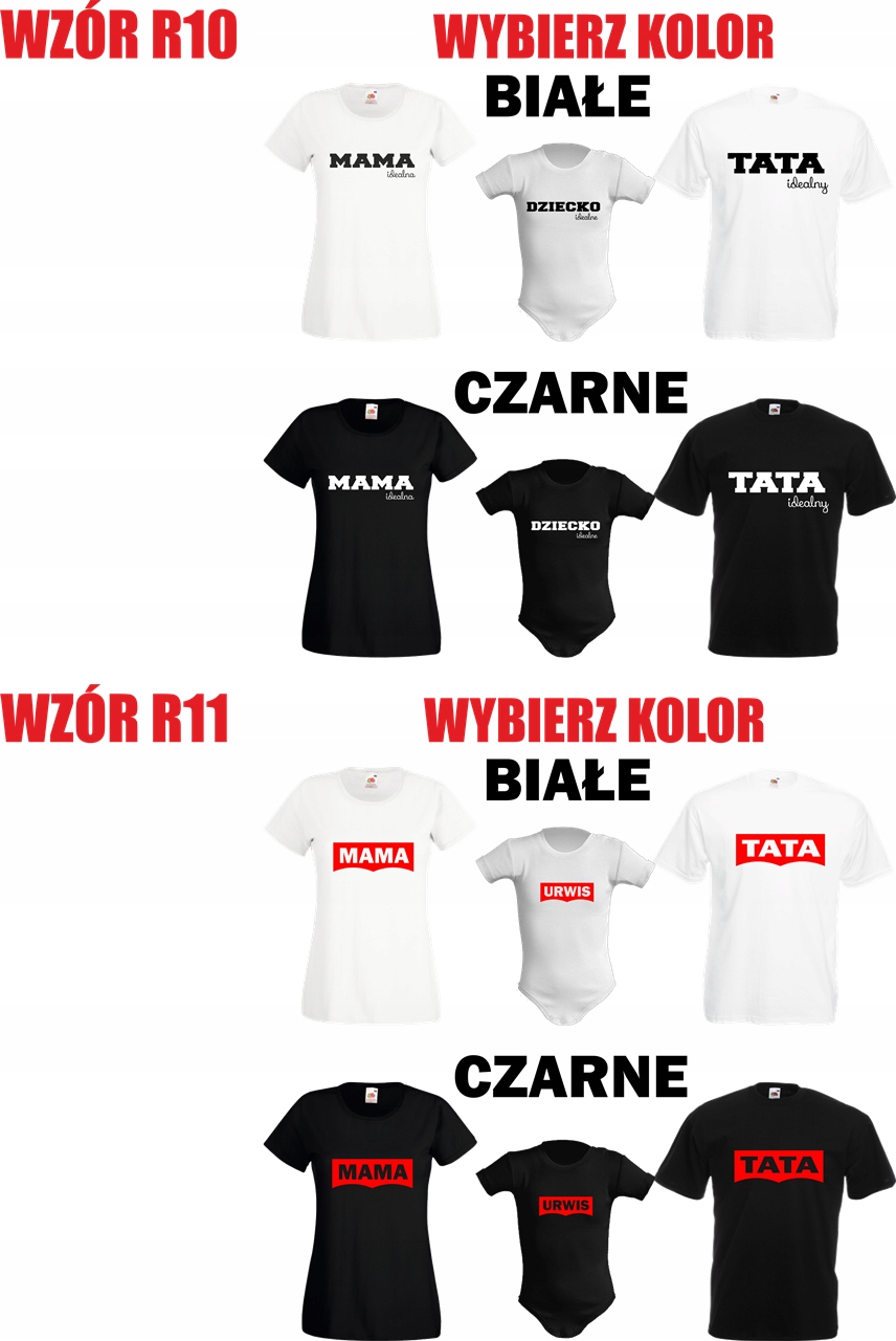 Koszulki dla rodziny MAMA TATA DZIECKO body 8862282778 - Allegro.pl