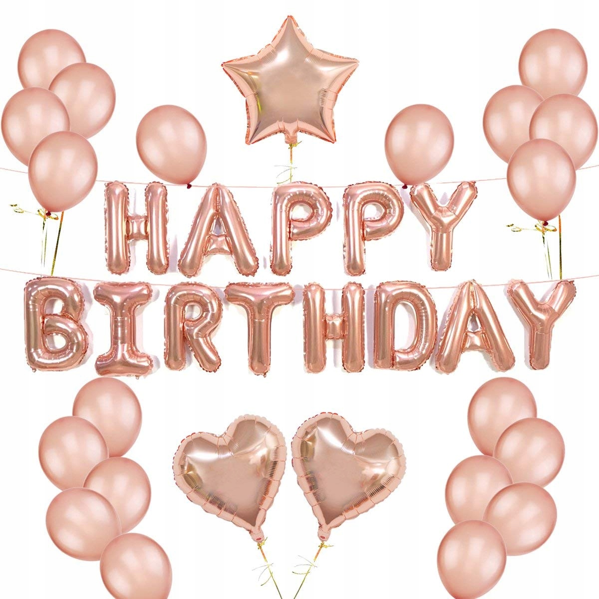 Balony ROSE GOLD zestaw urodzinowy 36 balonów