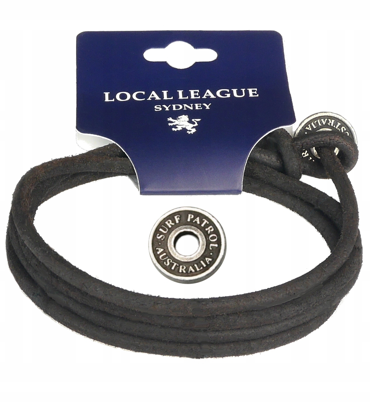 MĘSKA SKÓRZANA BRANSOLETKA Z REGULACJĄ - SURF PATROL AUSTRALIA RZEMIEŃ BRĄZ Marka LOCAL LEAGUE