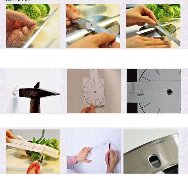 Zegar ścienny przyklejany czarny 3d DIY Marka inna