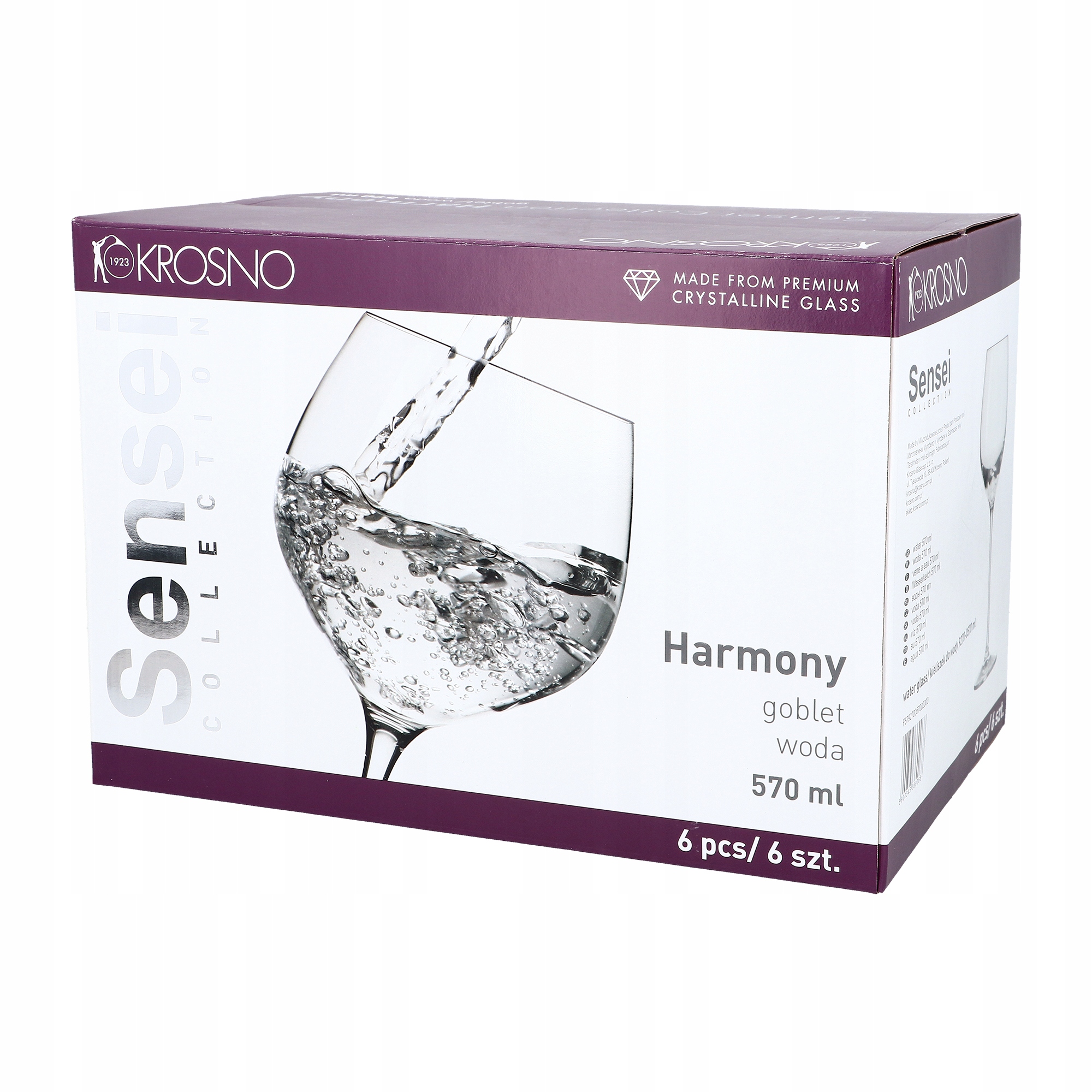 

Kieliszki do wody 570 ml Harmony 6 sztuk Krosno