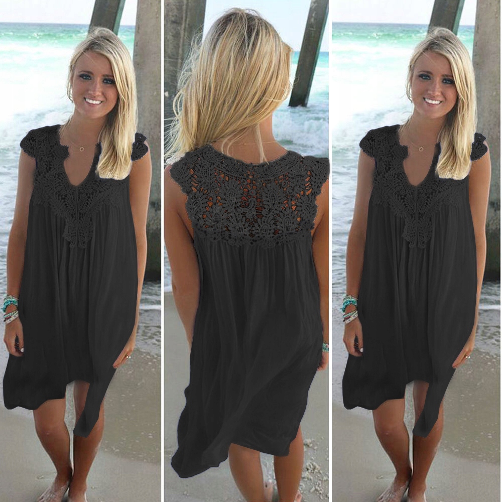 TUNIKA PLAŻOWA LETNIA SUKIENKA MINI KORONKA BOHO Marka SNM