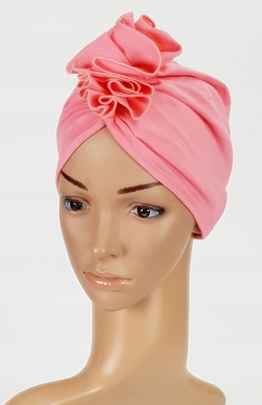 Turban Luba w kolorze łososiowym czapka bez wzoru także po chemioterapii