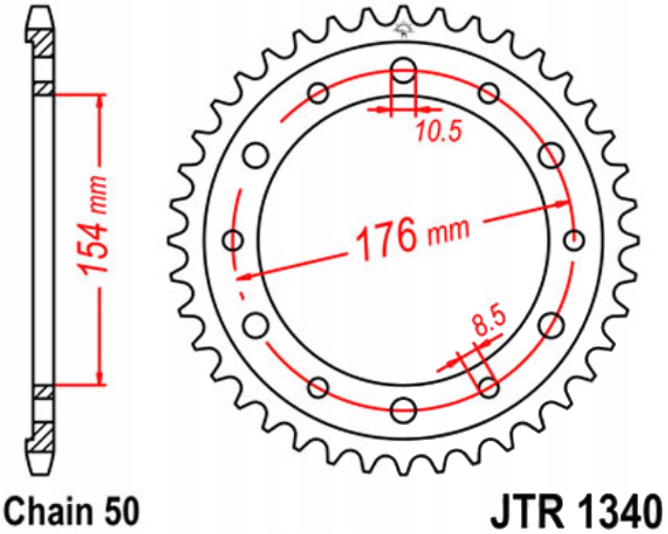 Zadní ozubené kolo Jt R1340 43-45Z Honda Vfr 800 A Abs