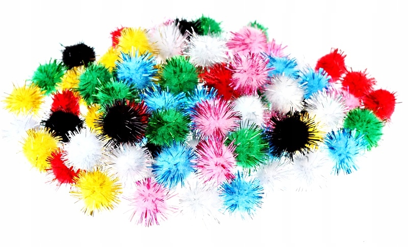 POM7 POMPONY POMPONIKI OZDOBNE 20mm MIX 100szt