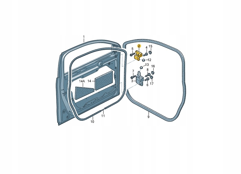 ZAWIAS DRZWI PRZOD GORNY POLO CADDY ASO praw Part number 6Q0831402C