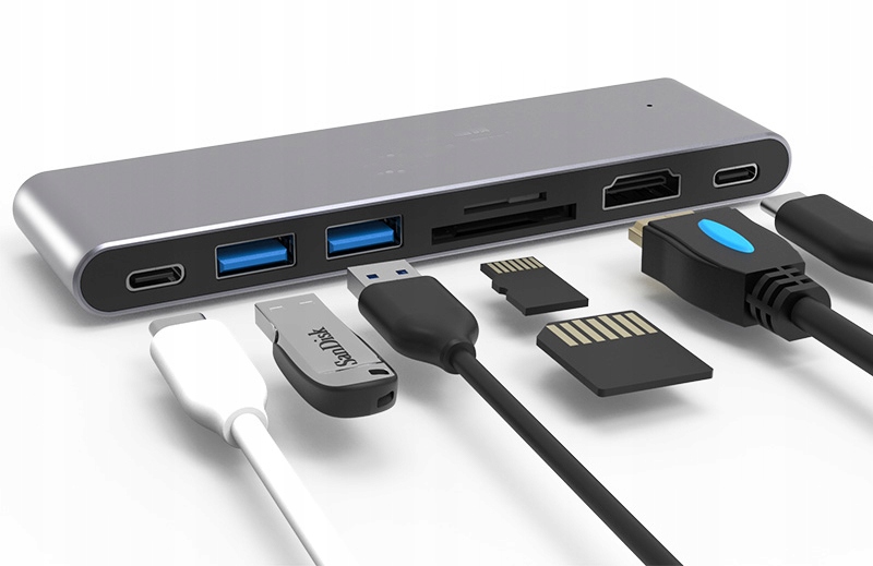 

Adapter 7w1 Hub Usb-c Hdmi 4K Sd Macbook Pro / Air