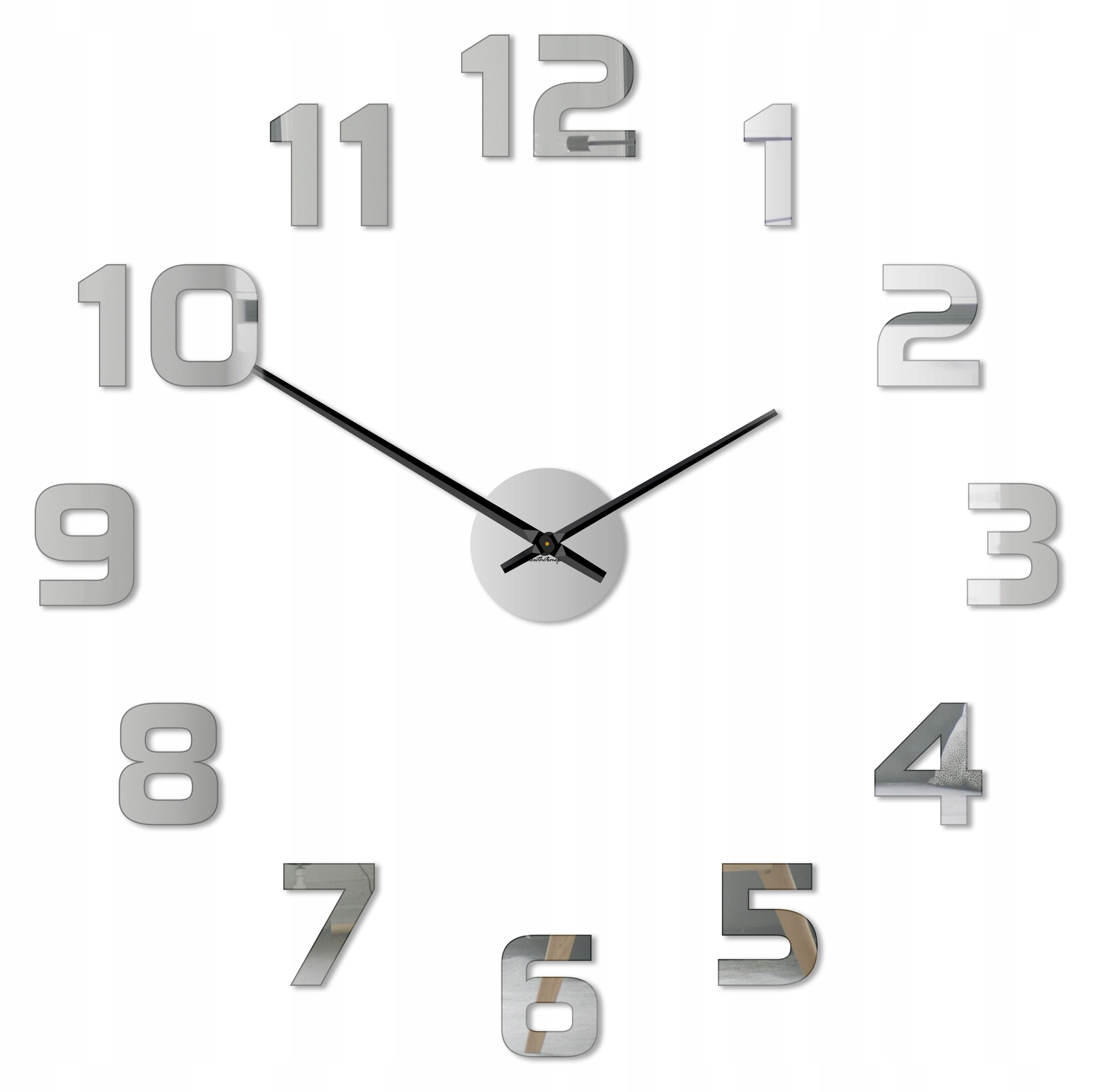 NOWOCZESNY zegar ścienny naklejany BEZGŁOŚNY! 3D