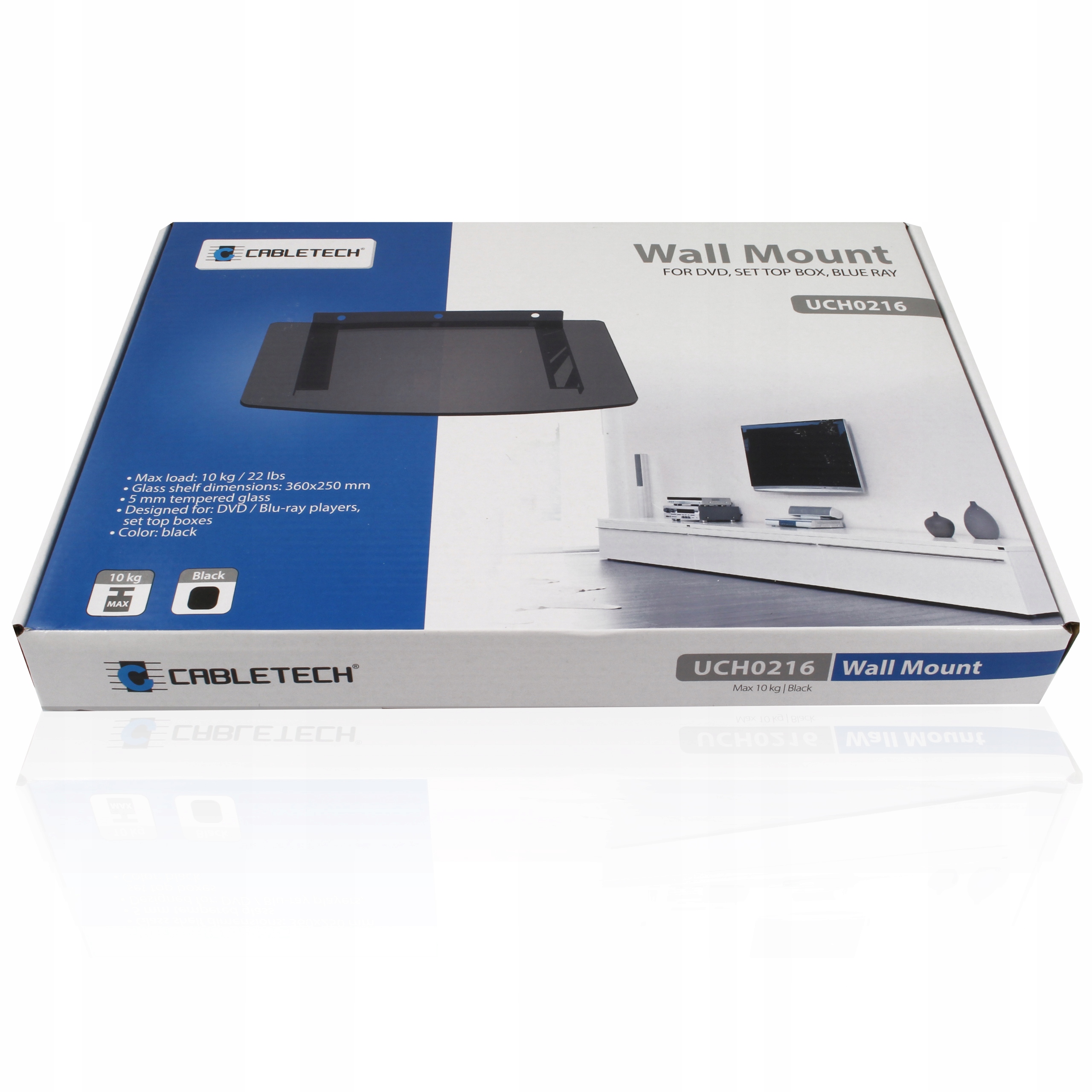 PÓŁKA SZKLANA ŚCIENNA RTV NA DEKODER DVD TUNER Model UCH0216