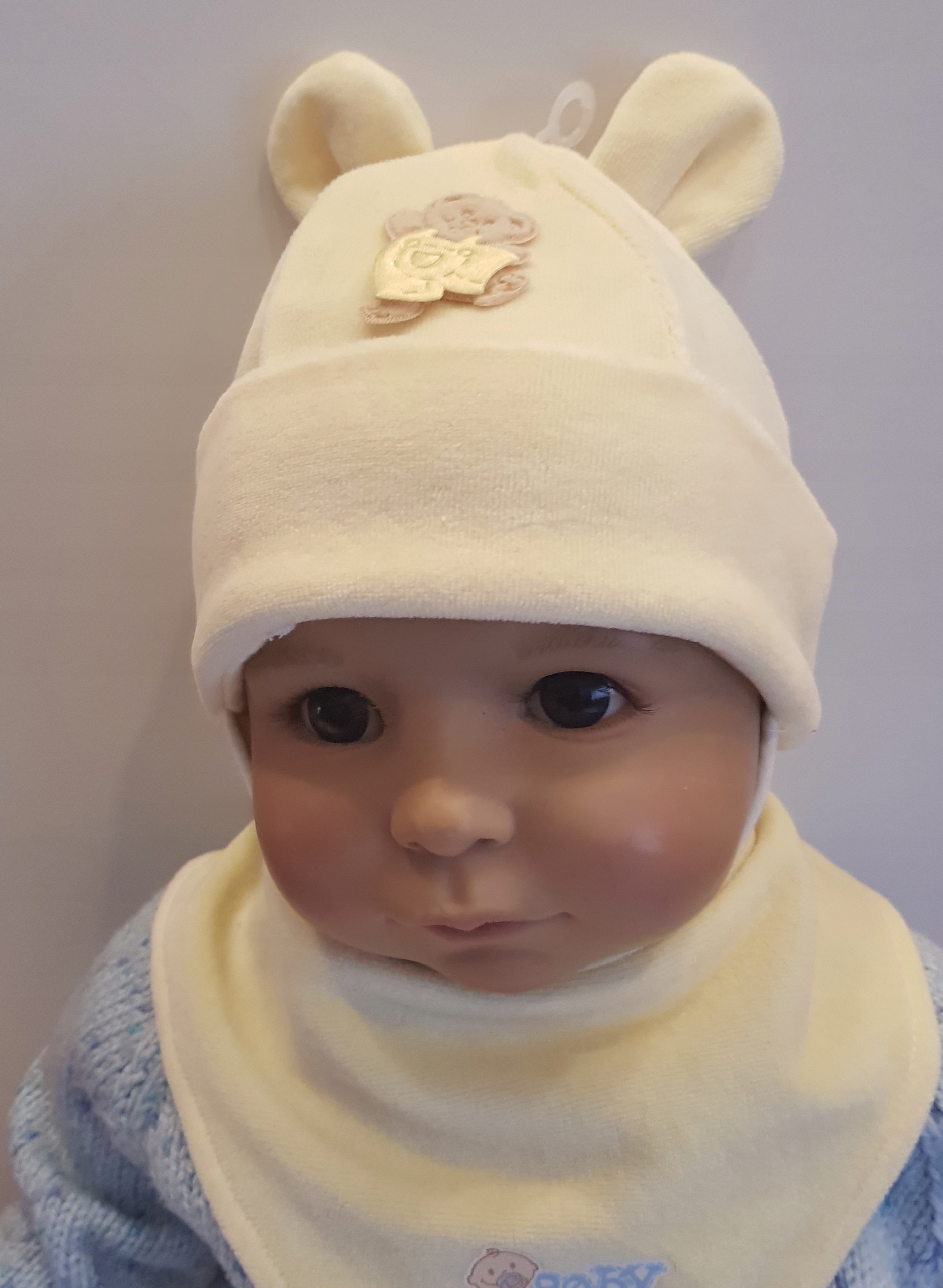 KOMPLET CZAPKA MIŚ + CHUSTKA RZEP 0-12M-C 6KOLORÓW Wiek dziecka 6 m +