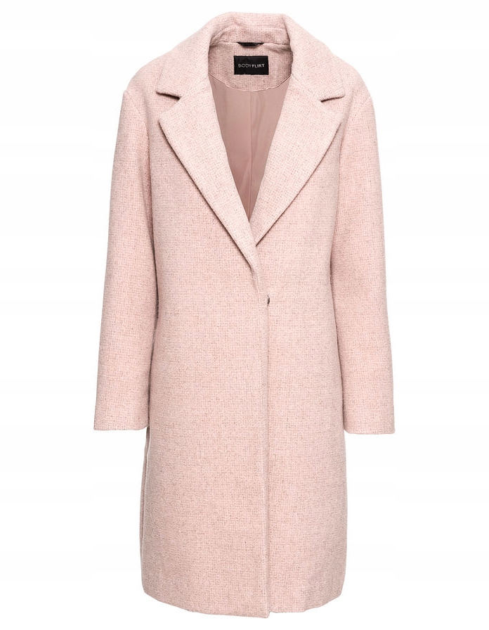 Z1715 PŁASZCZ W OPTYCY WEŁNY JASNY RÓŻOWY R.42