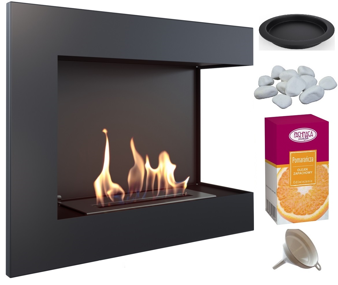 Biokominek narożny Delta prawa 600 czarny Aroma