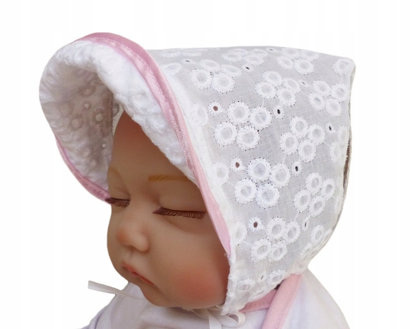 Czapka na lato HAFT niemowlak noworodek 37-40 chrzest