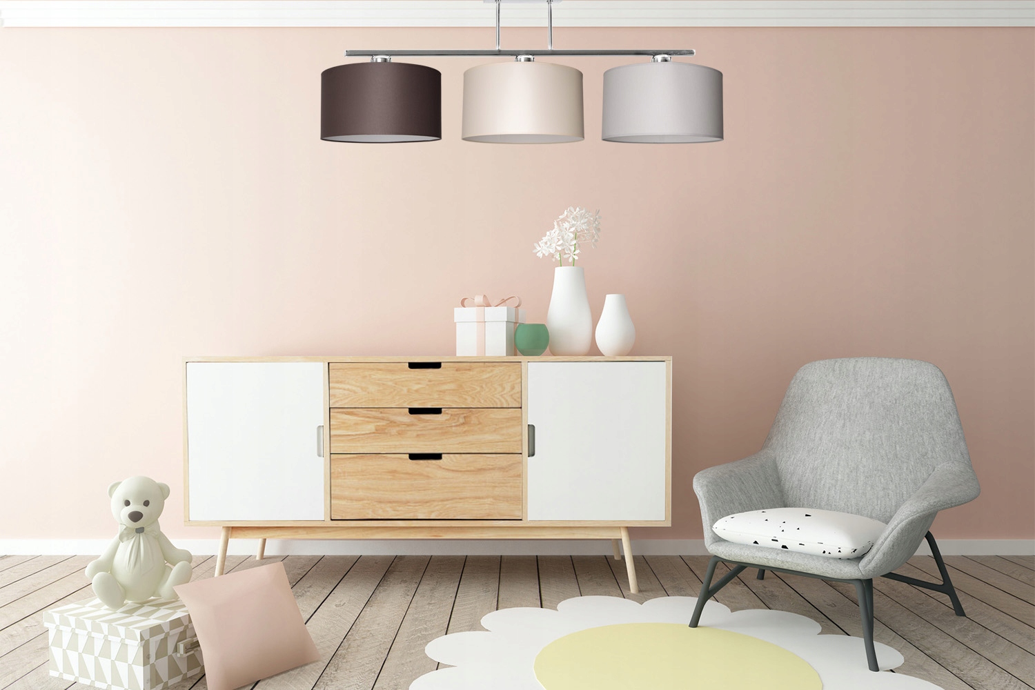 LAMPA WISZĄCA NOWOCZESNA ABAŻUR MATERIAŁ CHROM LED Rodzaj gwintu E27