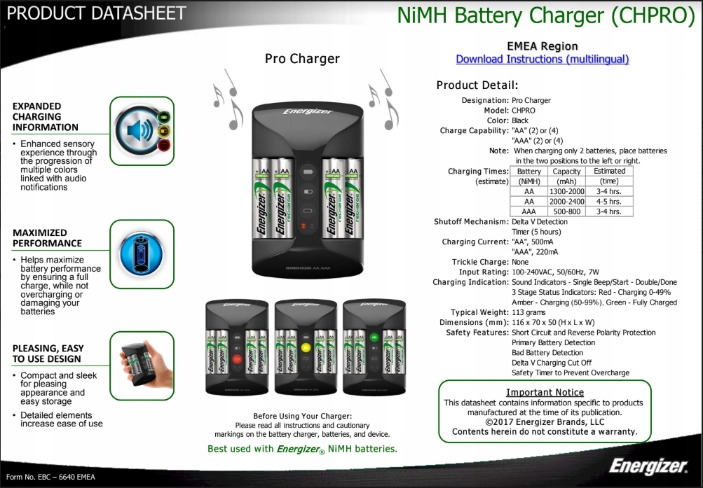 ŁADOWARKA ENERGIZER PRO + 4 x R6 AA 2000mAh Model 398373