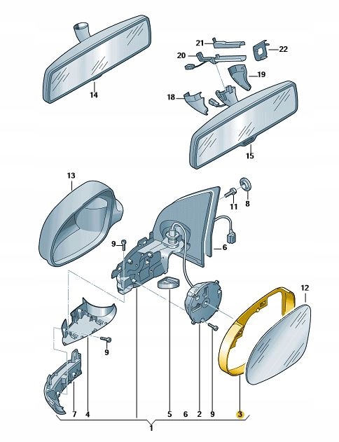 RAMA LUSTERKA OSŁONA RAMKA VW Golf Passat prawa Kolor czarny
