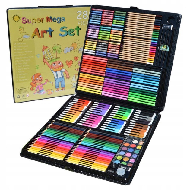 Zestaw kredki artystyczne dla dziecka Mega 288 sztuk : pisaki farby teczka Marka Omna