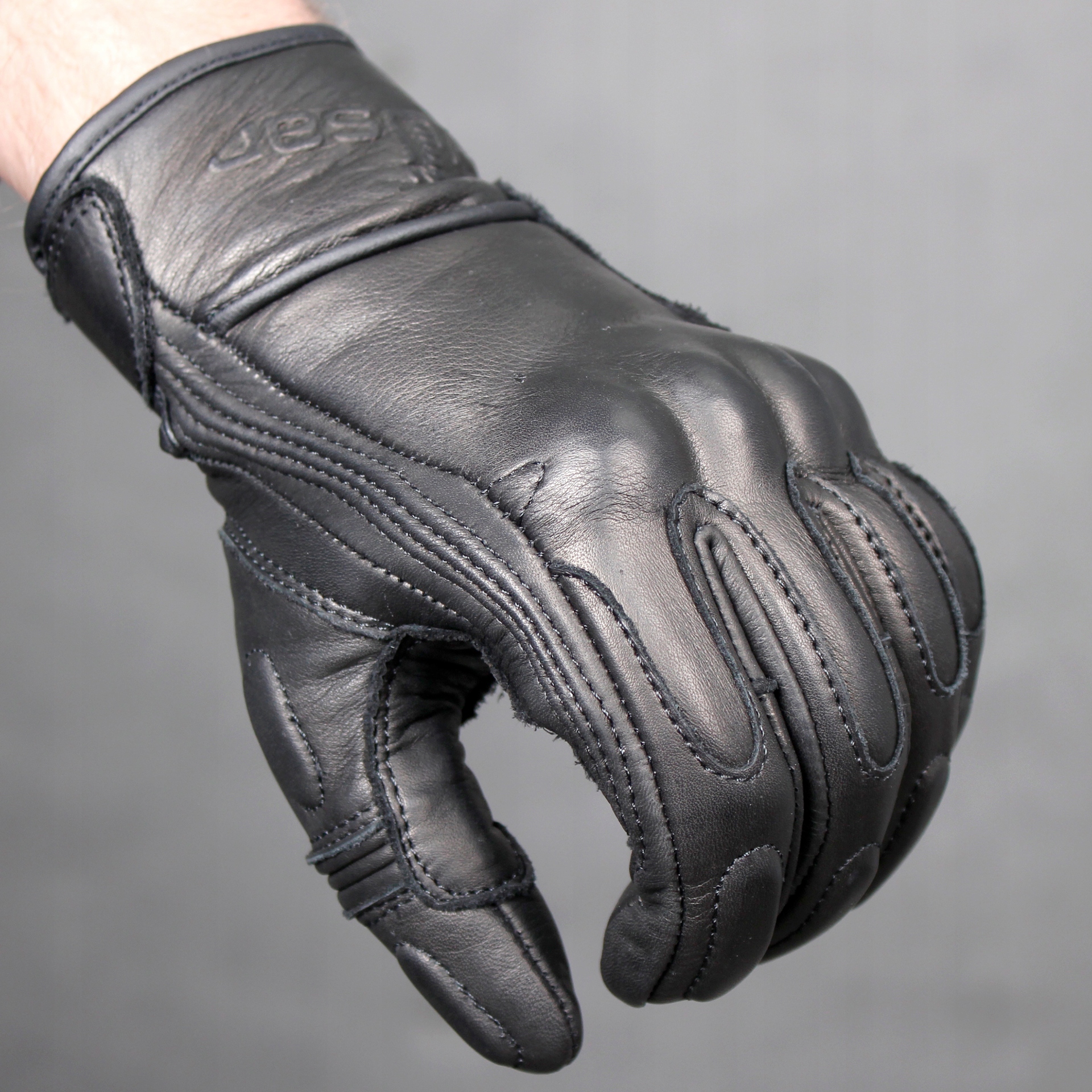 PEŁNE LICOWE SKÓRZANE RĘKAWICE MOTOCYKLOWE HUSAR Kolor czarny