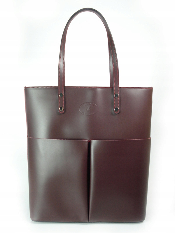 

Duża Pojemna Włoska Torba Vera Pelle Shopper Bordo