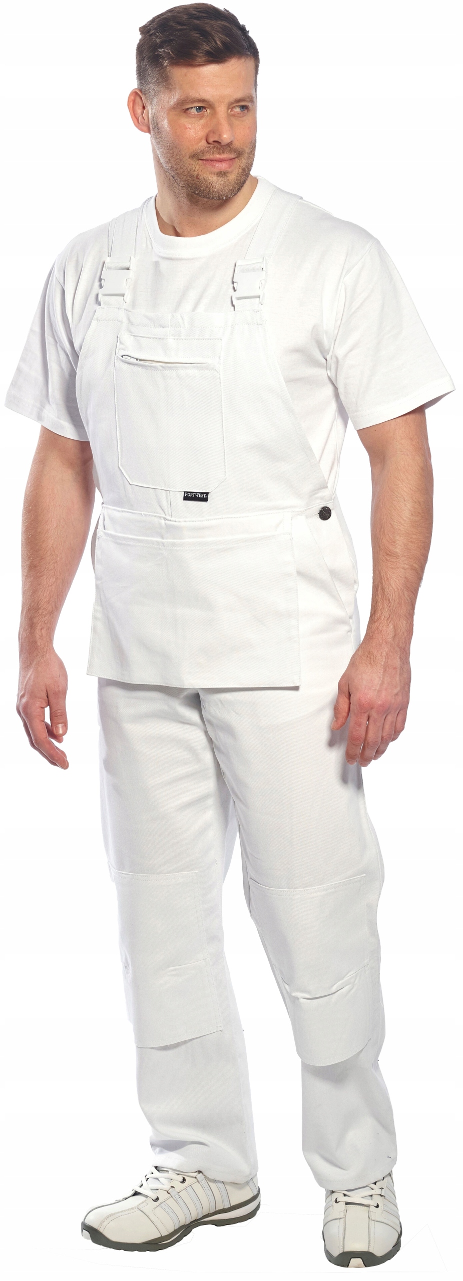 305g BAWEŁNIANE OGRODNICZKI BIAŁE MALARSKIE MĘSKIE Wzór dominujący bez wzoru