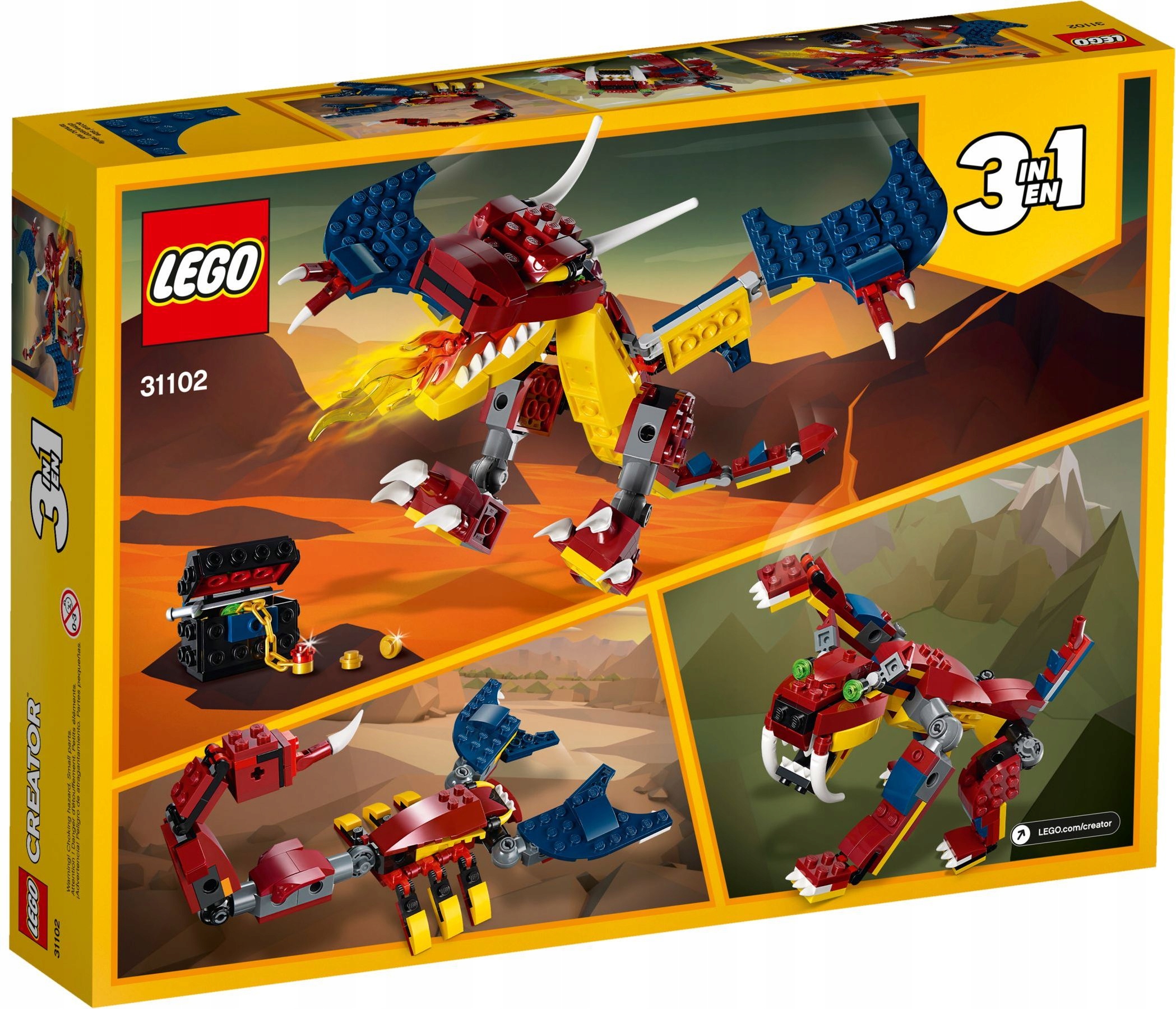LEGO CREATOR 3W1 31102 SMOK TYGRYS DINO SKORPION Płeć chłopcy