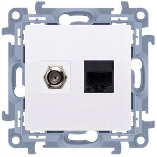 

Simon 10 Gniazdo antenowe+komputerowe F+RJ45 białe